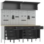 Set mit 10 Stück Arbeitsschrank und Werkzeugplatte, schwarzes MDF und Metall von , Arbeitstische - Ref: Foro24-3321492, Preis...