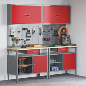 Conjunto de Banco de Trabajo de 8 Piezas de Acero Rojo de , Mesas de trabajo - Ref: Foro24-3321495, Precio: 605,88 €, Descuen...