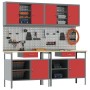 8-Piece Workbench Set in Red Steel by , Work tables - Ref: Foro24-3321497, Price: 615,68 €, Discount: %