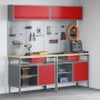 8-piece workbench set in red steel by , Work tables - Ref: Foro24-3321499, Price: 609,38 €, Discount: %