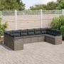 Conjunto de sofá de jardín con cojín 10 pcs Gris Poliratán