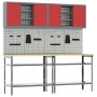 8-Piece Red Composite Wood and Metal Tool Storage Table Set by , Work tables - Ref: Foro24-3321503, Price: 445,56 €, Discount: %