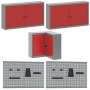 Set mit 12 Stück Arbeitsschrank und roter MDF- und Metall-Steckplatte von , Arbeitstische - Ref: Foro24-3321507, Preis: 899,1...