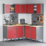 Set mit 12 Arbeitstisch und Bohrplatte mit 12 Stück, rotes MDF und Metall von , Arbeitstische - Ref: Foro24-3321509, Preis: 8...