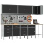 12-teiliges Set aus Gehäuse aus MDF und schwarzem Metall und perforierten Paneelen von , Arbeitstische - Ref: Foro24-3321510,...