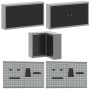 12-teiliges Set aus Gehäuse aus MDF und schwarzem Metall und perforierten Paneelen von , Arbeitstische - Ref: Foro24-3321510,...
