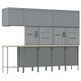 12-teiliges Set aus Gehäuse aus MDF und schwarzem Metall und perforierten Paneelen von , Arbeitstische - Ref: Foro24-3321510,...