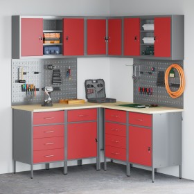 Set de Gabinetes y Mesas de Trabajo de 12 Piezas Rojo MDF y Metal de , Mesas de trabajo - Ref: Foro24-3321511, Precio: 922,42...