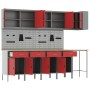 Set mit 12 Schränken und Arbeitstischen mit 12 Stück, rotem MDF und Metall von , Arbeitstische - Ref: Foro24-3321511, Preis: ...