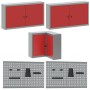 Set mit 12 Schränken und Arbeitstischen mit 12 Stück, rotem MDF und Metall von , Arbeitstische - Ref: Foro24-3321511, Preis: ...