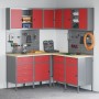 12-teiliges Schrank- und Bohrplatten-Set in Rot, MDF und Metall von , Arbeitstische - Ref: Foro24-3321513, Preis: 929,93 €, R...