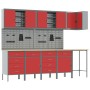 12-teiliges Schrank- und Bohrplatten-Set in Rot, MDF und Metall von , Arbeitstische - Ref: Foro24-3321513, Preis: 929,93 €, R...
