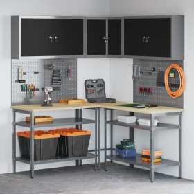 10-teiliges Werkzeug-Aufbewahrungstisch-Set Schwarzes Holzwerkstoff und Metall von , Arbeitstische - Ref: Foro24-3321514, Pre...