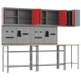 10-piece tool storage table set in composite wood and red metal by , Work tables - Ref: Foro24-3321515, Price: 580,44 €, Disc...