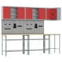 10-teiliges Werkzeug-Aufbewahrungstisch-Set aus Holzwerkstoff und rotem Metall von , Arbeitstische - Ref: Foro24-3321517, Pre...