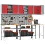 10-teiliges Werkzeug-Aufbewahrungstisch-Set aus Holzwerkstoff und rotem Metall von , Arbeitstische - Ref: Foro24-3321517, Pre...