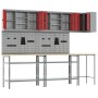 10-teiliges Werkzeug-Aufbewahrungstisch-Set aus Holzwerkstoff und rotem Metall von , Arbeitstische - Ref: Foro24-3321517, Pre...