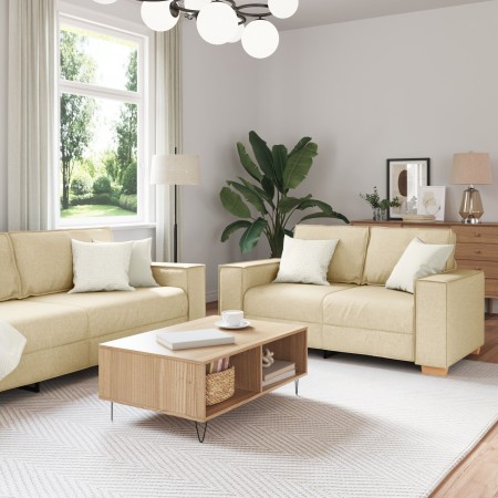 Conjunto de sofá de 3 piezas de con cojines de tela crema de , Sofás - Ref: Foro24-3324616, Precio: 620,66 €, Descuento: %