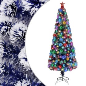 Árbol de Navidad artificial LED fibra óptica blanco azul 240 cm