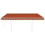 Retractable manual awning with orange and brown poles, 4x3 m. by vidaXL, Awnings - Ref: Foro24-3069940, Price: 560,16 €, Disc...