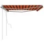 Toldo manual retráctil con postes naranja y marrón 4x3 m de vidaXL, Toldos - Ref: Foro24-3069940, Precio: 560,13 €, Descuento: %