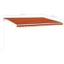 Retractable manual awning with orange and brown poles, 4x3 m. by vidaXL, Awnings - Ref: Foro24-3069940, Price: 560,16 €, Disc...