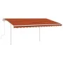 Manual retractable awning with orange and brown poles 4.5x3 m by vidaXL, Awnings - Ref: Foro24-3069960, Price: 455,79 €, Disc...