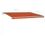 Manual retractable awning with orange and brown poles 4.5x3 m by vidaXL, Awnings - Ref: Foro24-3069960, Price: 455,79 €, Disc...