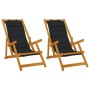 Sillas de playa plegables 2 pcs Negro Madera maciza de Acacia y Textileno de , Sillas de jardín - Ref: Foro24-3325140, Precio...