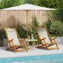 Klappbare Strandkörbe 2 Einheiten Hellgrau Massives Akazienholz und Textilene Holz von , Gartenstühle - Ref: Foro24-3325142, ...