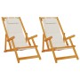 Klappbare Strandkörbe 2 Einheiten Hellgrau Massives Akazienholz und Textilene Holz von , Gartenstühle - Ref: Foro24-3325142, ...