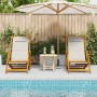 Folding beach chairs 2 units Light Gray Solid Acacia and Textilene Wood by , Garden chairs - Ref: Foro24-3325142, Price: 165,...
