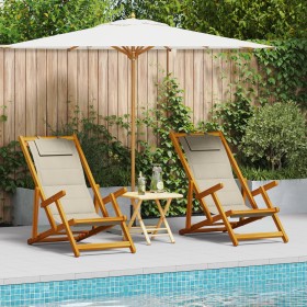 Klappbare Strandkörbe 2 Stück Taupe aus Akazienholz und Textilene von , Gartenstühle - Ref: Foro24-3325144, Preis: 165,47 €, ...