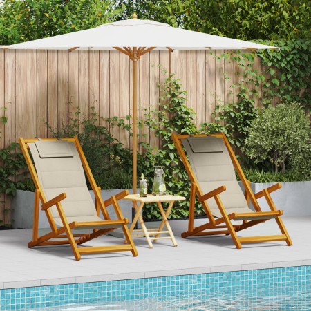 Sillas de playa plegables 2 pcs Taupe de Madera de Acacia y Textilene de , Sillas de jardín - Ref: Foro24-3325144, Precio: 16...