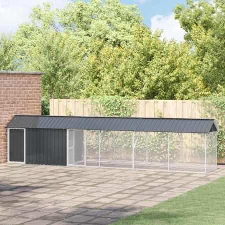 Bird aviary with anthracite extension 112x640x141 cm steel by , Feet and bird cages - Ref: Foro24-3325146, Price: 669,37 €, D...