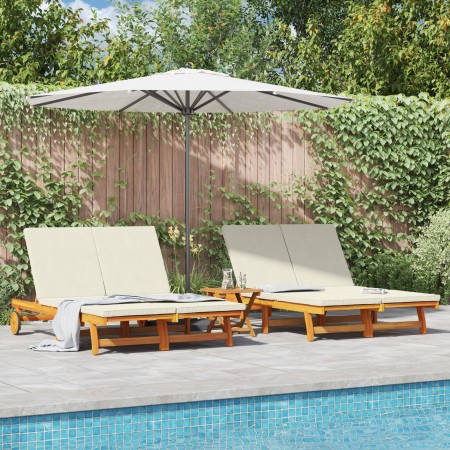 Doppel-Chaiselongue mit Rädern und Kissen aus massivem Akazienholz von , Liegen - Ref: Foro24-3325188, Preis: 417,63 €, Rabat...