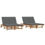 Doppel-Sonnensofa mit Rädern und Kissen aus Akazienholz von , Liegen - Ref: Foro24-3325189, Preis: 426,36 €, Rabatt: %