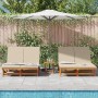 Double sun lounger with wheels and acacia wood cushion by , Loungers - Ref: Foro24-3325190, Price: 426,11 €, Discount: %