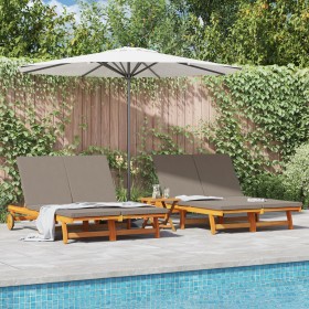 Double sun armchair with wheels and solid acacia wood cushion by , Loungers - Ref: Foro24-3325191, Price: 427,84 €, Discount: %