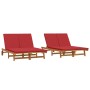 Sillón de sol doble con ruedas y cojín de madera de acacia de , Tumbonas - Ref: Foro24-3325192, Precio: 378,71 €