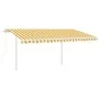 Toldo retráctil automático con postes amarillo y blanco 4,5x3 m by vidaXL, Awnings - Ref: Foro24-3069968, Price: 490,21 €, Di...