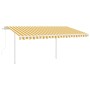 Toldo retráctil automático con postes amarillo y blanco 4,5x3 m by vidaXL, Awnings - Ref: Foro24-3069968, Price: 542,75 €, Di...