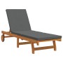 Sillón de playa con ruedas, mesa y cojín de madera maciza de acacia de , Tumbonas - Ref: Foro24-3325201, Precio: 211,47 €, De...