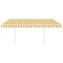 Toldo retráctil automático con postes amarillo y blanco 4,5x3 m by vidaXL, Awnings - Ref: Foro24-3069968, Price: 490,21 €, Di...