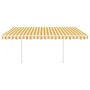 Toldo retráctil automático con postes amarillo y blanco 4,5x3 m by vidaXL, Awnings - Ref: Foro24-3069968, Price: 542,75 €, Di...