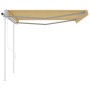 Toldo retráctil automático con postes amarillo y blanco 4,5x3 m by vidaXL, Awnings - Ref: Foro24-3069968, Price: 542,75 €, Di...