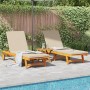 Sonnenliegen mit Rädern, 2 Stück, mit Tisch und Kissen aus massivem Akazienholz von , Liegen - Ref: Foro24-3325208, Preis: 51...