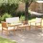Conjunto de Sofá de Jardín de 4 Piezas con Cojines de Madera Sólida de Acacia de , Sofás de exterior - Ref: Foro24-3325227, P...
