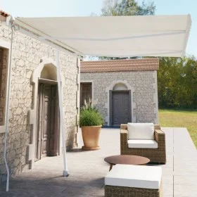 Cream retractable manual foot awning 350x250 cm by vidaXL, Awnings - Ref: Foro24-3069517, Price: 504,97 €, Discount: %