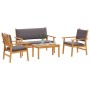 4-Piece Garden Sofa Set with Solid Acacia Wood Cushions by , Outdoor sofas - Ref: Foro24-3325228, Price: 359,66 €, Discount: %